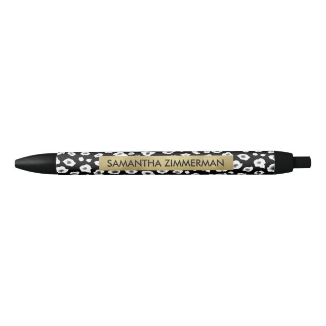 Black Leopard Print Black Ink Pen (Front)