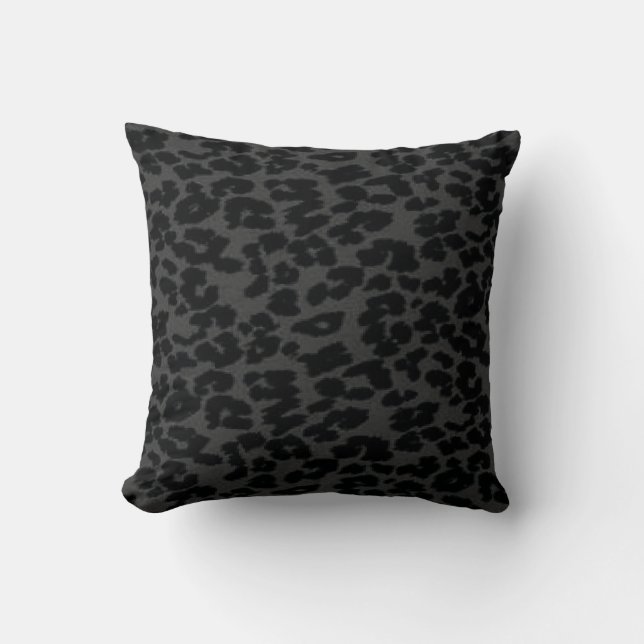 Black Leopard Print Cushion (Front)