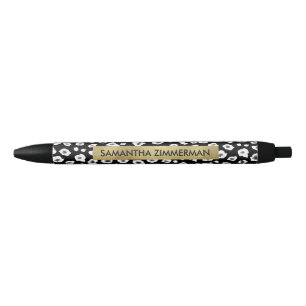 Black Leopard Print Ink Pen
