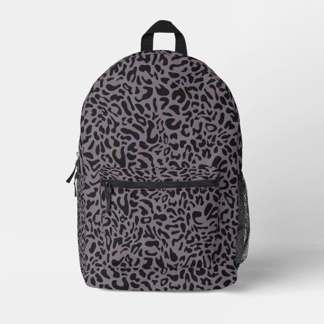 black leopard printed backpack (Front)