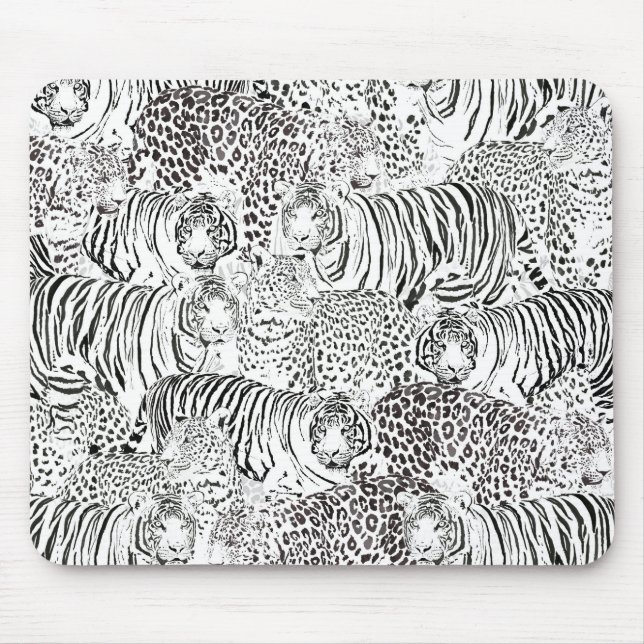 Black Leopard Tiger Animals Pattern Mouse Mat (Front)