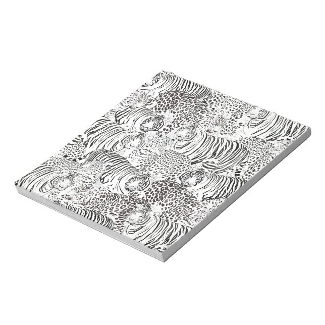Black Leopard Tiger Animals Pattern Notepad (Rotated)