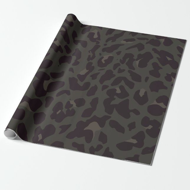 Black Leopard Wrapping Paper (Unrolled)