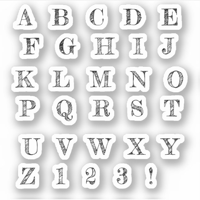 Black letter alphabet sticker (Front)