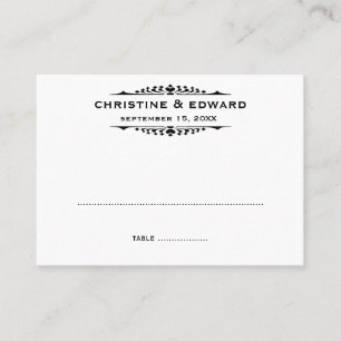 Black letter bold wedding escort seating place card