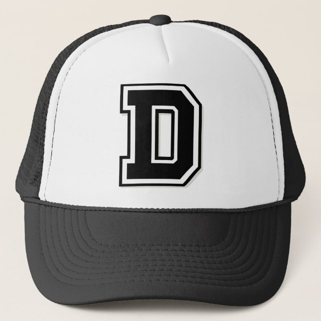 Black Letter "D" Monogram Trucker Hat (Front)