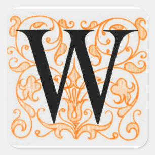 Black Letter 'W' on Gold - Sticker