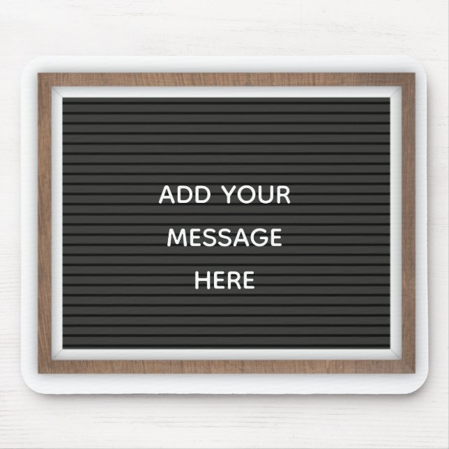Black Letterboard Marquee Sign Custom Message Mouse Mat (Front)