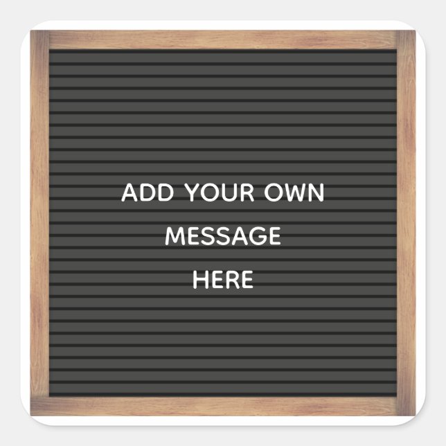 Black Letterboard Marquee Sign Custom Message Square Sticker (Front)