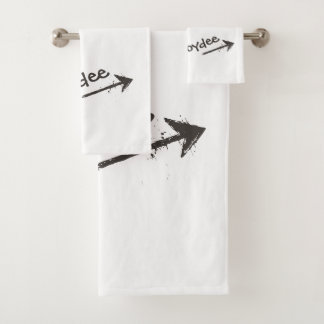Black Lettering and Arrow on your Bath Towel Set
