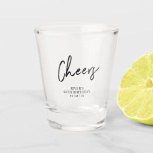 Black Lettering Cheers Adult Birthday Party Favour Shot Glass
