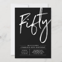 Black Lettering Fifty | Modern 50th Birthday Party