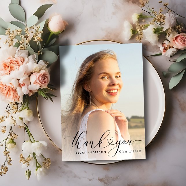 black lettering graduation thank you card (Creator Uploaded)