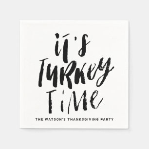 Black Lettering It's Turkey Time Thanksgiving Napkin