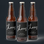 Black Lettering Thirty | 30th Birthday Party Beer  Beer Bottle Label<br><div class="desc">This modern bottle label is perfect for a chic modern milestone birthday party. The design features black lettering " Cheers " with custom text. You can personalise the text and background colour. Matching birthday invitations and party supplies are available at my shop BaraBomDesign. Thank you!</div>