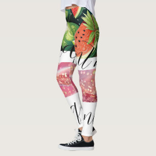 Black letters watermelon illustration leggings