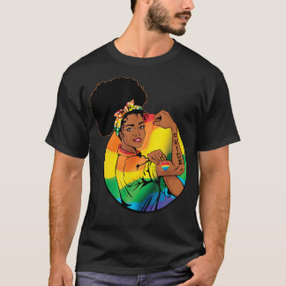 Black LGBT Girl Power Strong Pin Up Retro Art Gay  T-Shirt