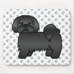 Black Lhasa Apso Cute Cartoon Dog Illustration Mouse Mat