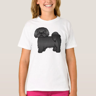 Black Lhasa Apso Cute Cartoon Dog Illustration T-Shirt