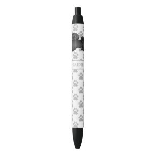 Black Lhasa Apso Cute Cartoon Dog & Name Ink Pen