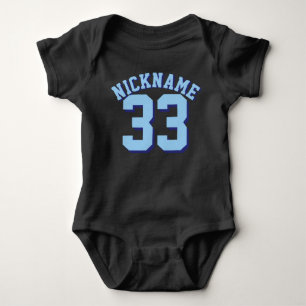 Black & Light Blue Baby Sports Jersey Design Bodysuit