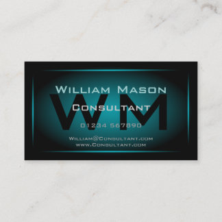 Black & Light Blue Framed Monogram - Business Card