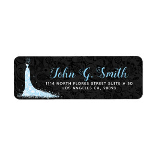 Black & Light Blue Wedding Dress Floral Lace
