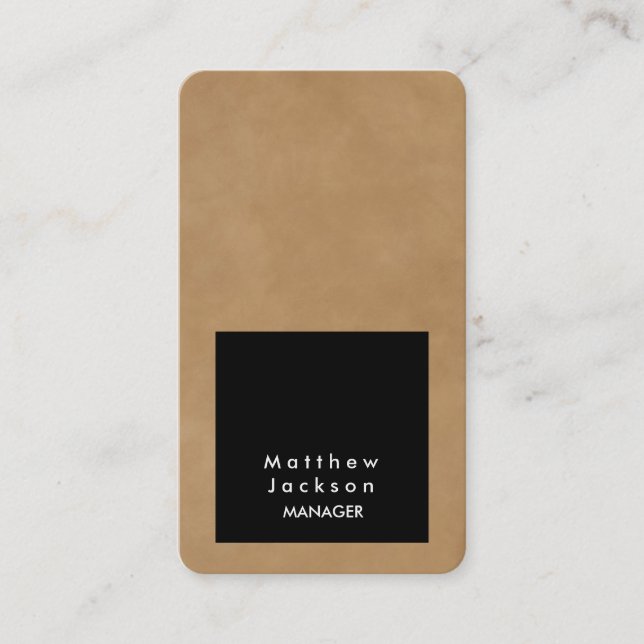 Black Light Brown Modern Plain Professional Trendy Business Card (Front)