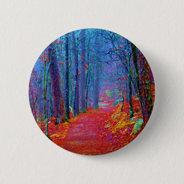 Black Light Forest Oil Painting 6 Cm Round Badge (Front)
