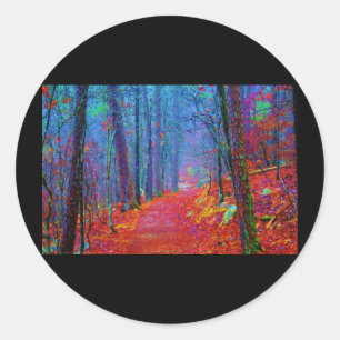 Black Light Forest Oil Painting Classic Round Sticker