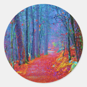Black Light Forest Oil Painting Classic Round Sticker