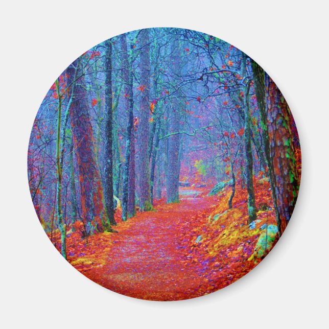 Black Light Forest Oil Painting Magnet (Front)