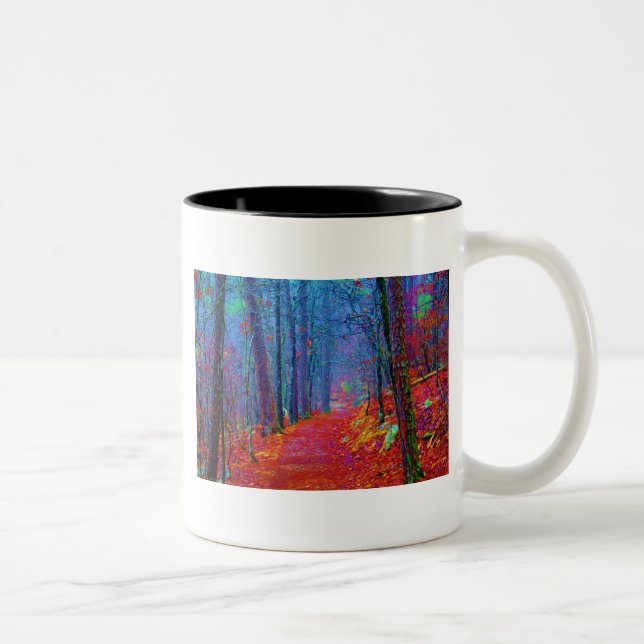 Black Light Forest Oil Painting Two-Tone Coffee Mug (Right)