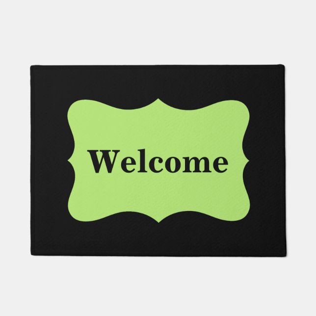 Black Light Green Welcome Custom Doormat (Front)