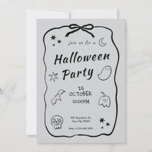 Black & Light Grey Halloween Invitation