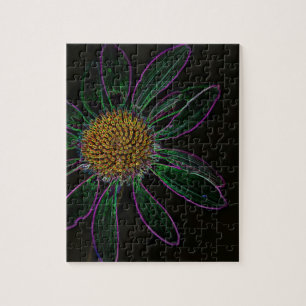 Black Light Neon Flower Power Jigsaw Puzzle