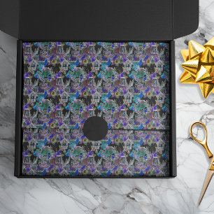 Black Light Neon Glow Christmas Eve Pattern Tissue Paper