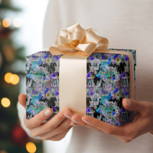 Black Light Neon Glow Christmas Eve Pattern Wrapping Paper