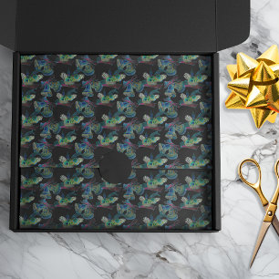 Black Light Neon Glow Xmas Bell and Candle Pattern Tissue Paper