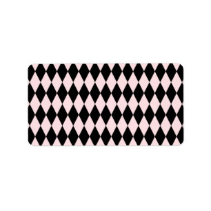 Black & Light Pink Stripe Pattern Minimal Abstract Label
