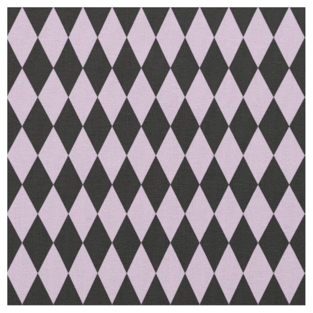 Black & Light Purple Harlequin Diamonds Fabric (Close Up)