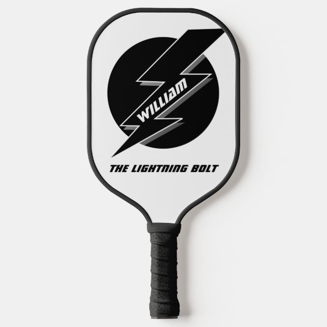 Black Lightning Bolt Pickleball Paddle (Front)