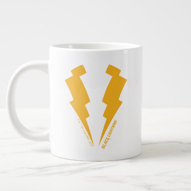 Black Lightning Bolts Graphic Large Coffee Mug (Left)