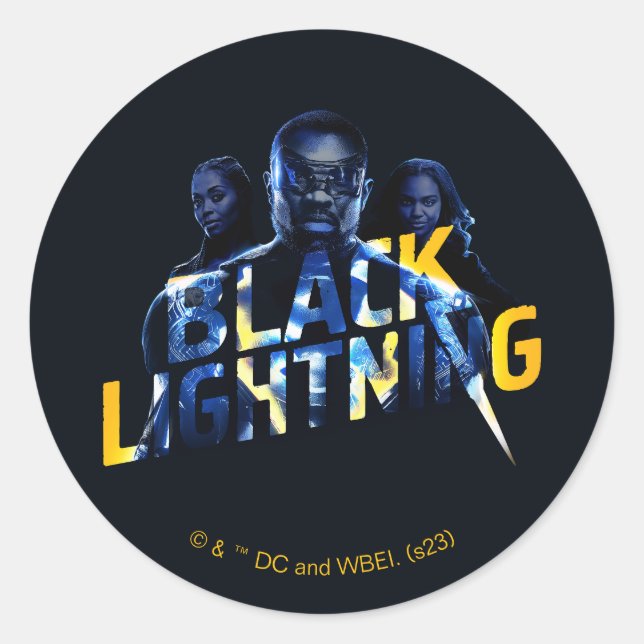 Black Lightning Heroes Graphic Classic Round Sticker (Front)