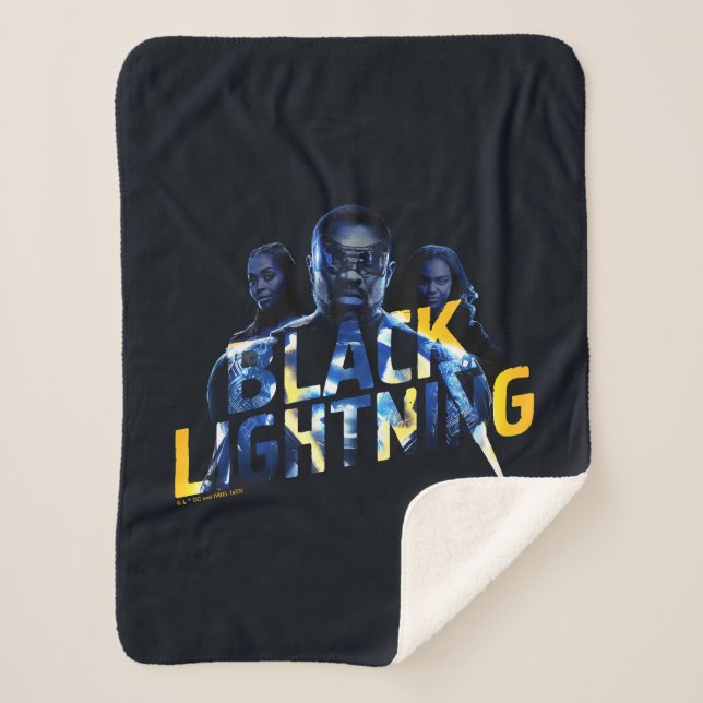 Black Lightning Heroes Graphic Sherpa Blanket (Front)