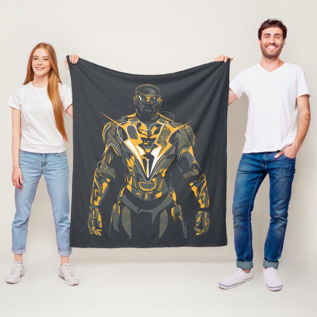 Black Lightning Illustration Fleece Blanket (In Situ)