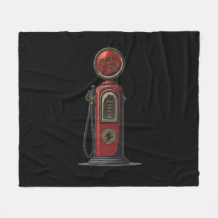 Black Lightning Oil Company Retro Gas Pump Fleece Blanket