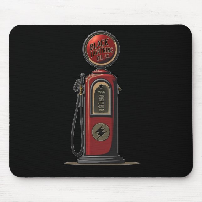 Black Lightning Oil Company Retro Gas Pump Mouse Mat (Front)