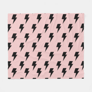 Black Lightning Pink Background Y2K Pattern Fleece Blanket
