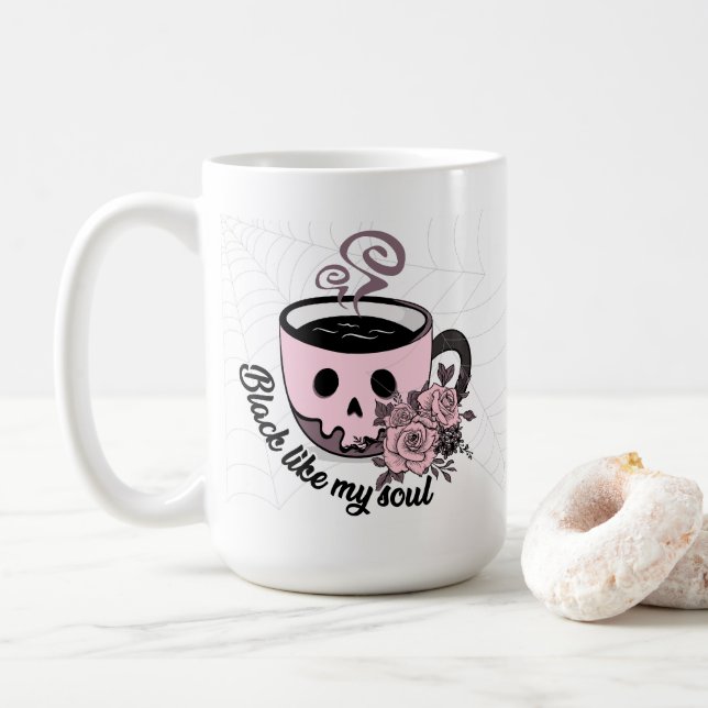 Black Like My Soul  Coffee Mug (With Donut)